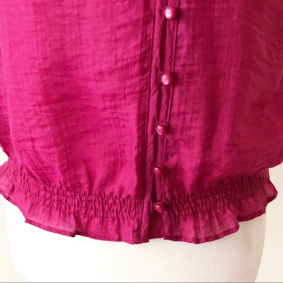 LOFT | Petite Smocked Waist Button Down Blouse NWT - Picture 3 of 10